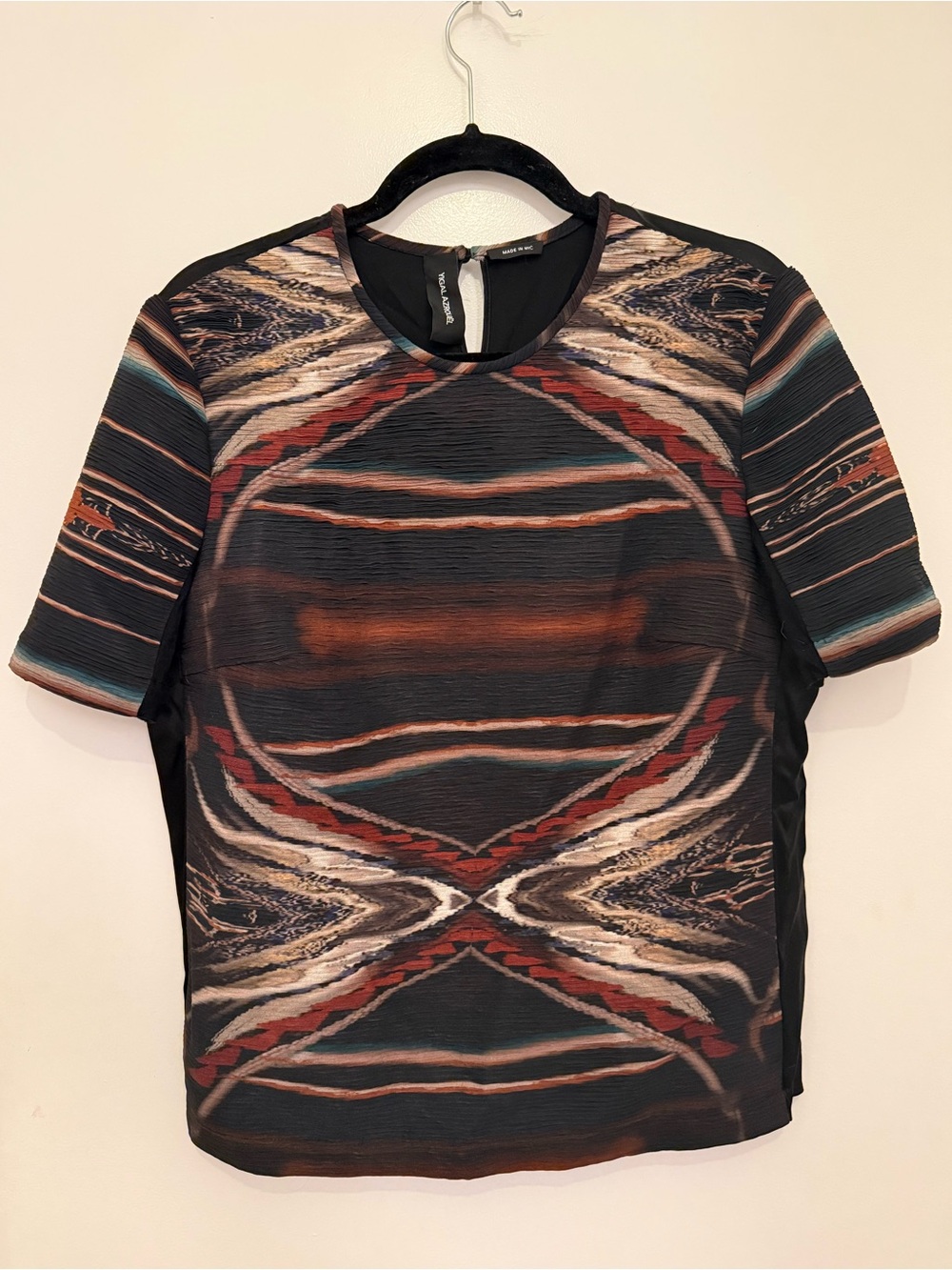 Yigal Azrouel Black Multicolor Abstract Graphic Short Sleeve Tee